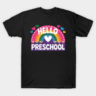 Hello Preschool Teacher Student Girls Rainbow Back To School T-Shirt