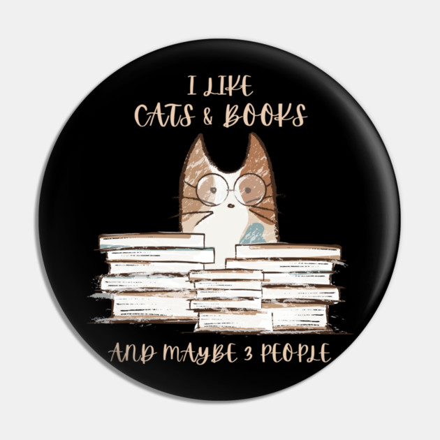 I Like Cats & Books Pin by Champanie's Store