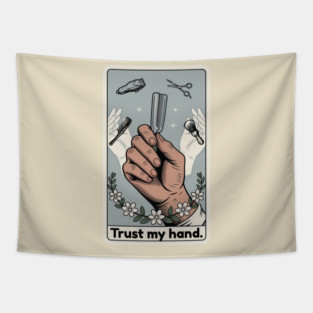 Trust My Hand - Vintage Barber Shop Tools & Tattoo Art Tapestry