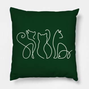 Minimalist Cat Line Art Pillow