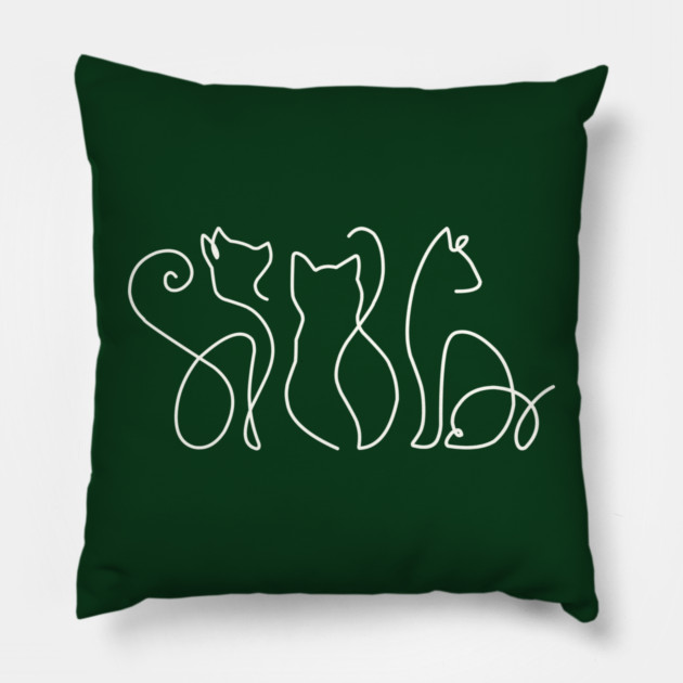 Minimalist Cat Line Art Pillow by Champanie's Store