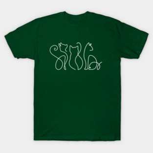 Minimalist Cat Line Art T-Shirt