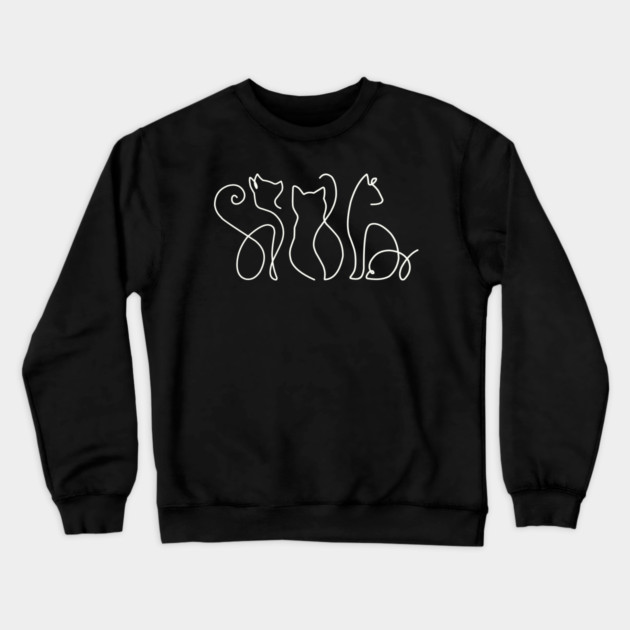 Minimalist Cat Line Art Crewneck Sweatshirt by Champanie's Store