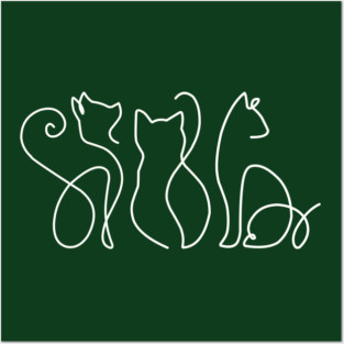 Minimalist Cat Line Art Posters and Art