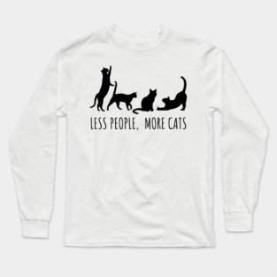 Minimalist Black Cat Silhouette Long Sleeve T-Shirt