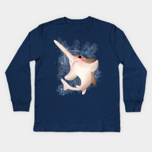 Grumpy Sawshark Kids Long Sleeve T-Shirt