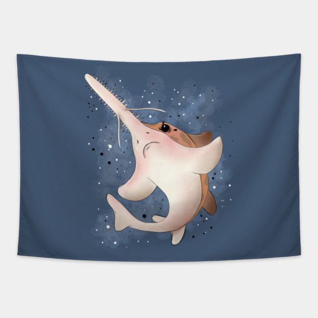Grumpy Sawshark Tapestry by H. R. Sinclair