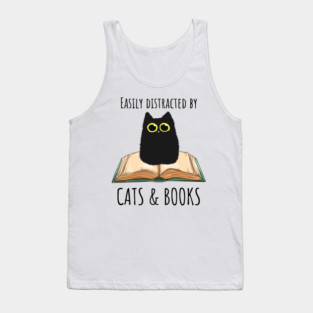 Easily Distracted By Cats & Books Tank Top