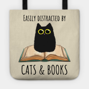 Easily Distracted By Cats & Books Tote