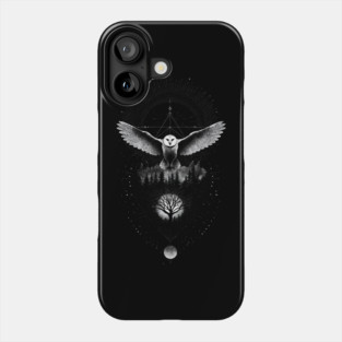 Guardian Owl of the Cosmic Forest: Mystical Night Art Phone Case