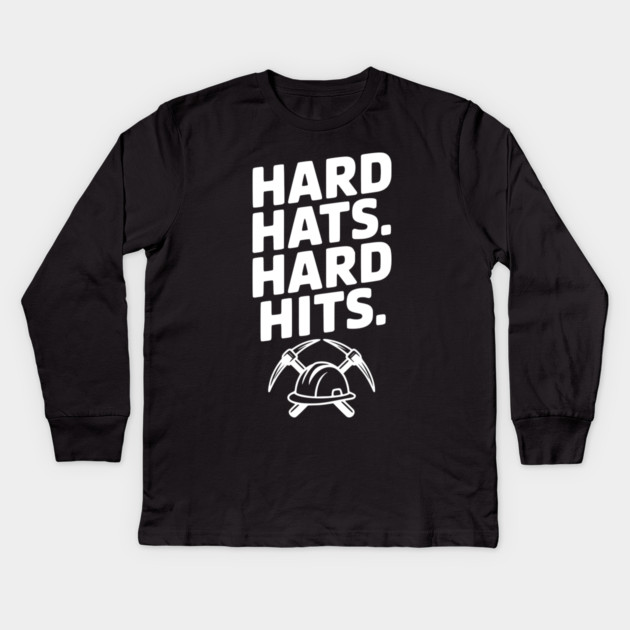 Hard Hats. Hard Hits. Kids Long Sleeve T-Shirt by Frank Ring