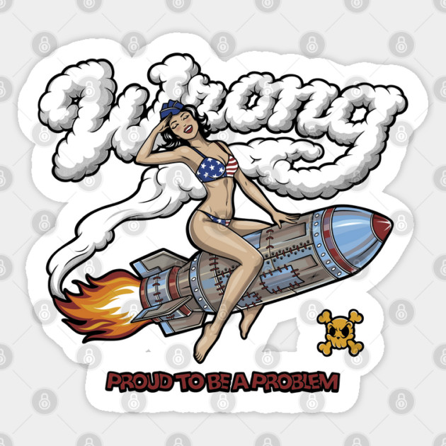Patriotic Pin Up Sticker by Wrong