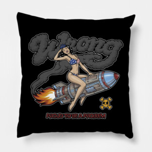 Proud to Be a Problem - Retro Pin‑Up Rocket Girl Punk Pillow