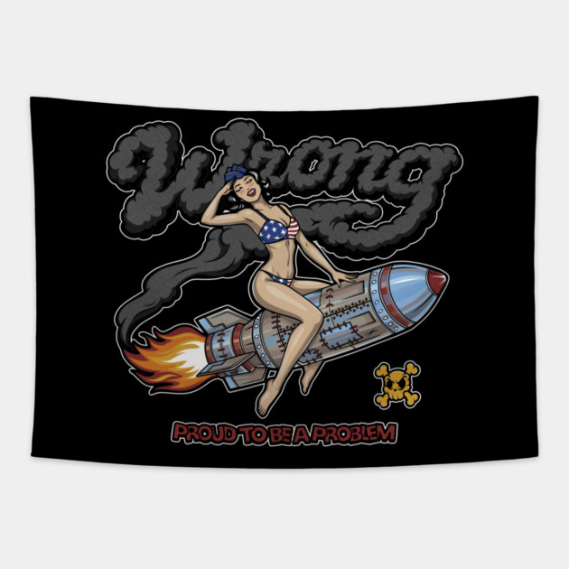 Proud to Be a Problem - Retro Pin‑Up Rocket Girl Punk Tapestry by Wrong