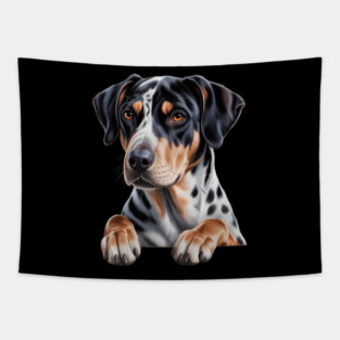 Catahoula Leopard Dog Cute Funny Peeking Puppy Tapestry
