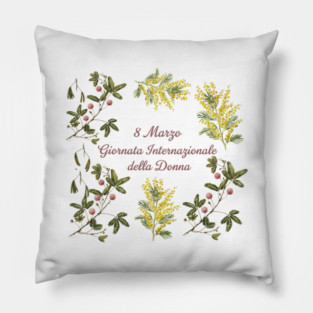 Celebrate Women's Day Floral Wreath Design Pillow