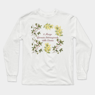 Celebrate Women's Day Floral Wreath Design Long Sleeve T-Shirt
