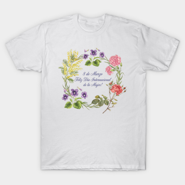 Floral Wreath International Women's Day Celebrate T-Shirt by Art2Wear