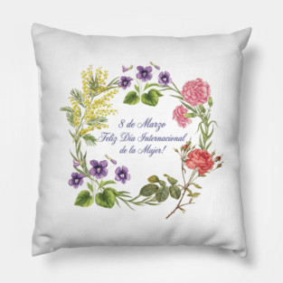 Floral Wreath International Women's Day Celebrate Pillow