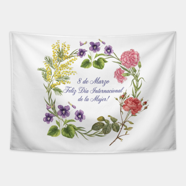Floral Wreath International Women's Day Celebrate Tapestry by Art2Wear