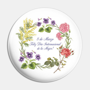 Floral Wreath International Women's Day Celebrate Pin