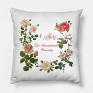International Women's Day Floral Graphic Design Pillow