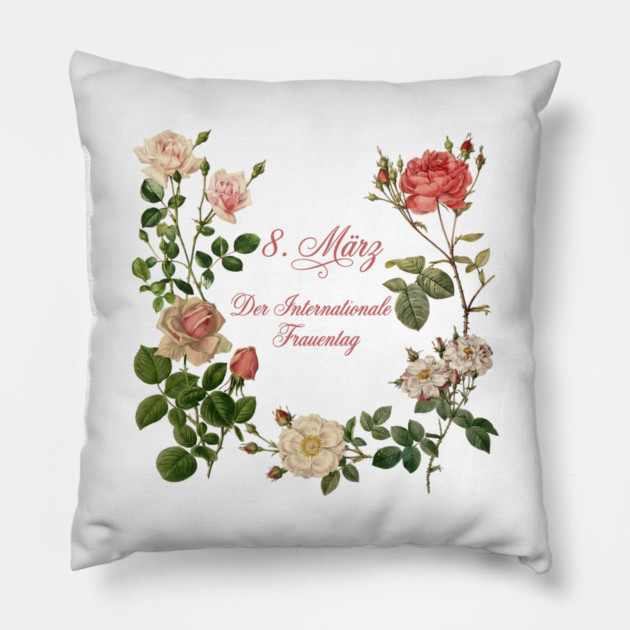 International Women's Day Floral Graphic Design Pillow by Art2Wear