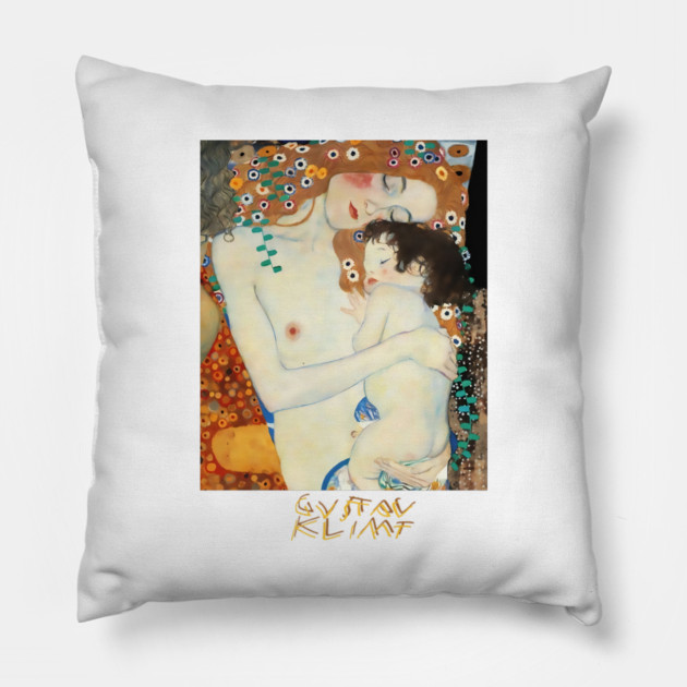 Gustav Klimt Mother and Child Art Nouveau Painting Pillow by Art2Wear