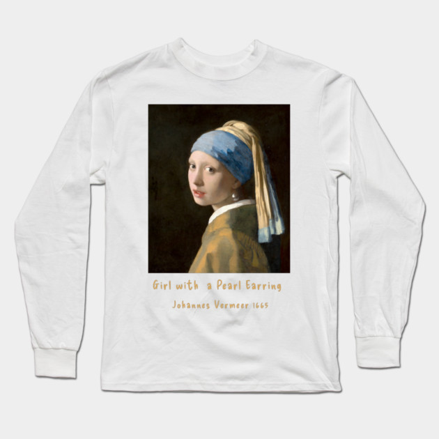 Iconic Art - Girl with a Pearl Earring Vermeer Long Sleeve T-Shirt by Art2Wear