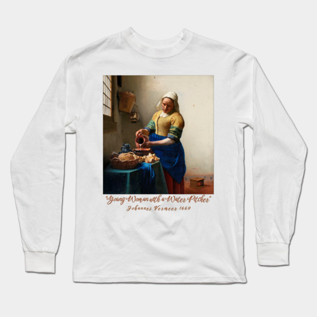 Young Woman with a Water Pitcher - Vermeer Classic Long Sleeve T-Shirt by Art2Wear