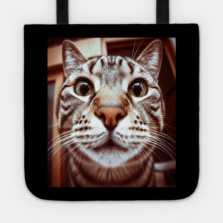 Cat Stare Tee - Close Encounter Feline Design. cat shirt funny feline design pet humor apparel whiskers gift animal lover tee Tote