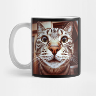 Cat Stare Tee - Close Encounter Feline Design. cat shirt funny feline design pet humor apparel whiskers gift animal lover tee Mug