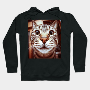 Cat Stare Tee - Close Encounter Feline Design. cat shirt funny feline design pet humor apparel whiskers gift animal lover tee Hoodie