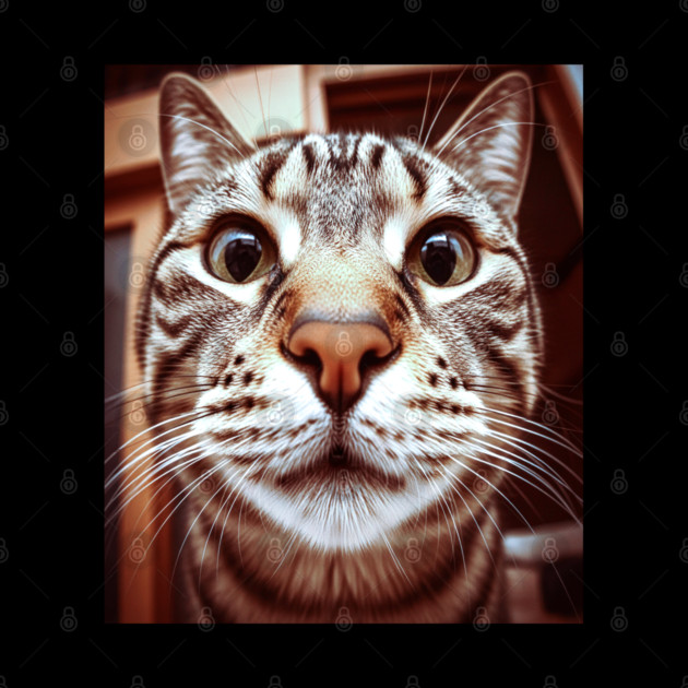 Cat Stare Tee - Close Encounter Feline Design. cat shirt funny feline design pet humor apparel whiskers gift animal lover tee by OUTFITPAW