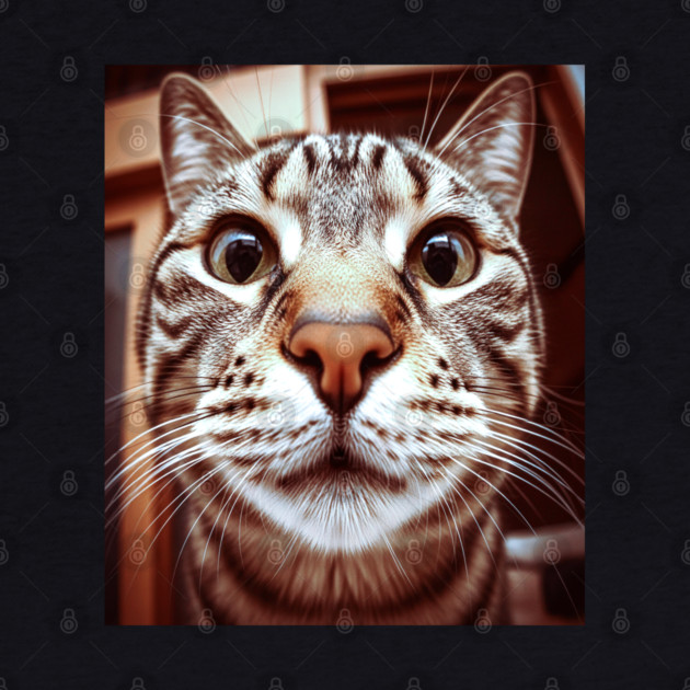 Cat Stare Tee - Close Encounter Feline Design. cat shirt funny feline design pet humor apparel whiskers gift animal lover tee by OUTFITPAW