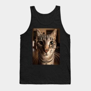 Judgmental Cat Tee - Tabby Stare Down Design. cat shirt funny tabby design judgmental humor pet apparel whiskers gift Tank Top