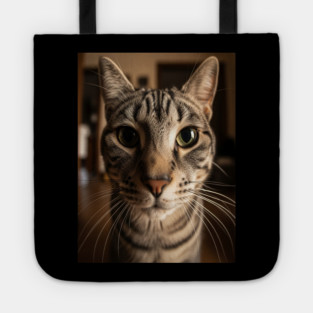 Judgmental Cat Tee - Tabby Stare Down Design. cat shirt funny tabby design judgmental humor pet apparel whiskers gift Tote