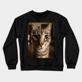 Judgmental Cat Tee - Tabby Stare Down Design. cat shirt funny tabby design judgmental humor pet apparel whiskers gift Crewneck Sweatshirt