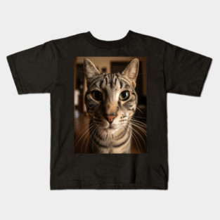 Judgmental Cat Tee - Tabby Stare Down Design. cat shirt funny tabby design judgmental humor pet apparel whiskers gift Kids T-Shirt