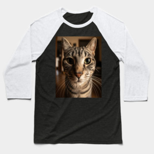 Judgmental Cat Tee - Tabby Stare Down Design. cat shirt funny tabby design judgmental humor pet apparel whiskers gift Baseball T-Shirt