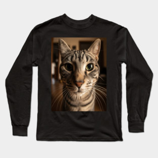 Judgmental Cat Tee - Tabby Stare Down Design. cat shirt funny tabby design judgmental humor pet apparel whiskers gift Long Sleeve T-Shirt