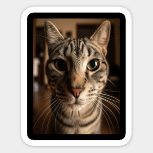 Judgmental Cat Tee - Tabby Stare Down Design. cat shirt funny tabby design judgmental humor pet apparel whiskers gift Sticker