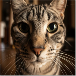 Judgmental Cat Tee - Tabby Stare Down Design. cat shirt funny tabby design judgmental humor pet apparel whiskers gift Posters and Art