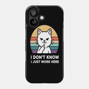 Cat Employee Tee - Sarcastic Office Feline Design. cat shirt funny office humor work apparel sarcastic gift feline design employee mood Phone Case