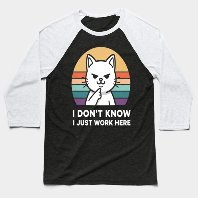 Cat Employee Tee - Sarcastic Office Feline Design. cat shirt funny office humor work apparel sarcastic gift feline design employee mood Baseball T-Shirt by OUTFITPAW
