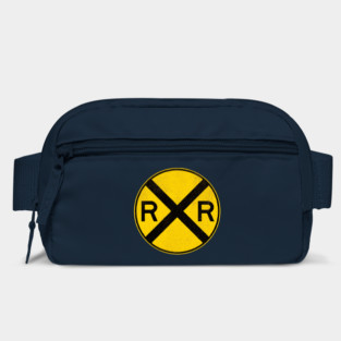 Weathered Yellow and  Black Retro Rail Road RR Crossing Sign Bag
