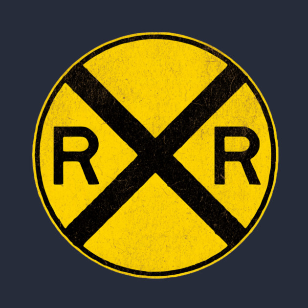 Weathered Yellow and  Black Retro Rail Road RR Crossing Sign by DonWillisJrArt