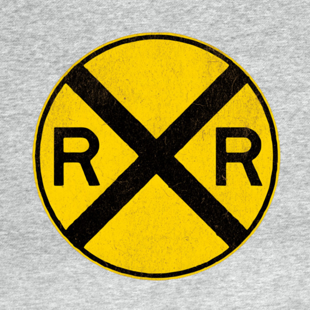 Weathered Yellow and  Black Retro Rail Road RR Crossing Sign by DonWillisJrArt
