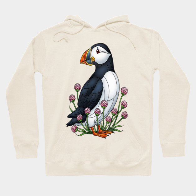Northern Puffin Coastal Nature Art Hoodie by BirdsnStuff