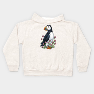 Northern Puffin Coastal Nature Art Kids Hoodie